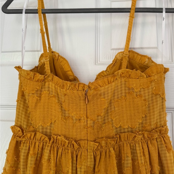 Lulus Charm And Charisma Mustard Yellow Burnout Floral Maxi Dress - Size S - Picture 6 of 8